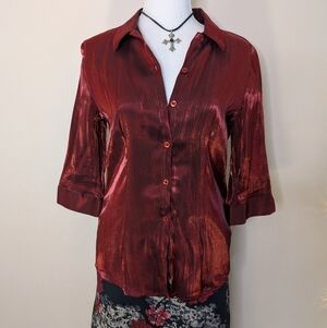 90s Vampy Burgundy Button Down Shirt
